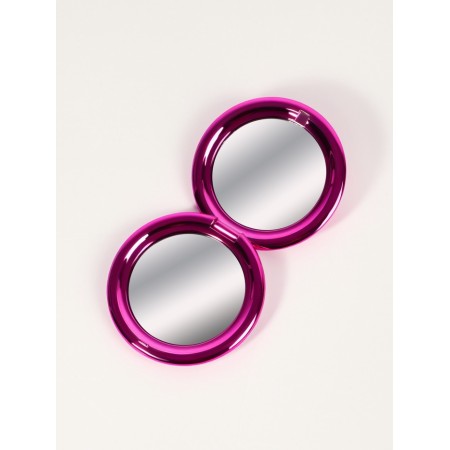 Mirror Warehouse Circle (2) C/Ficked up D6.5cm metallic plastic pink bag QF-2
