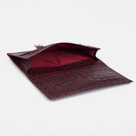 Women's wallet on the button, burgundy color-3
