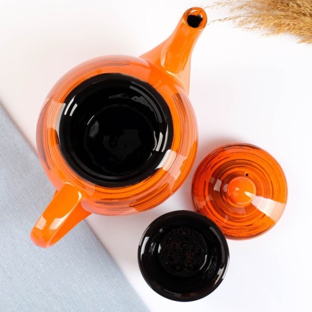 Ealegant kettle 1.2l / 14x16.5cm, orange strip-3