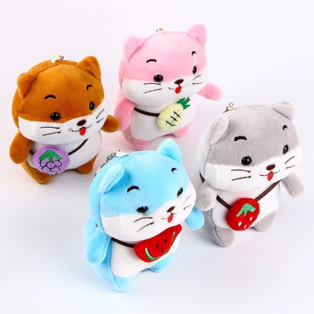 Soft toy "hamster with a fruit" on a key fob, 12 cm, color mix-3