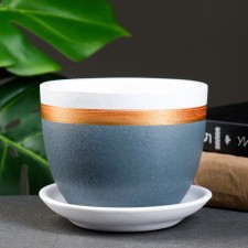 Pot floral style of gray-blue 0.6 liters