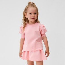 A set for a girl (sweatshirt and skirt) minku, pink color, height 128 cm