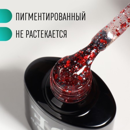 Nail varnish gel, Glitter Flash, 3 phase, 8ml, LED/UV, Transparent/Red color (10)-1