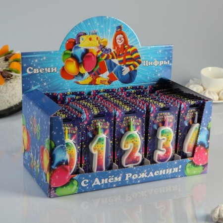 Show Box with candles for the cake numbers "Color Flame", 10.2 cm, 50 pieces-5