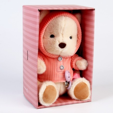 Gift set: Soft toy "Bear" + Holder for a dummy, pink-2