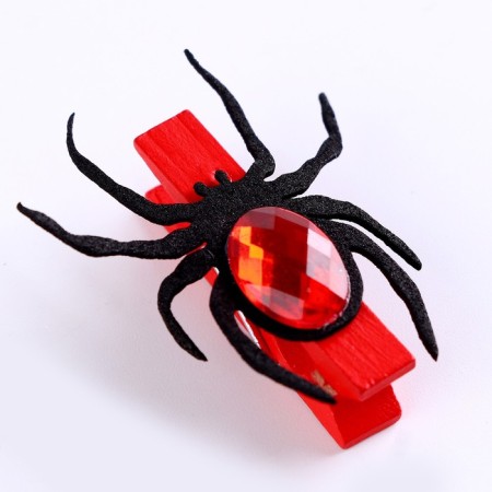 Set of decorative clothespins "Spiders" 6 pcs., Reds-4