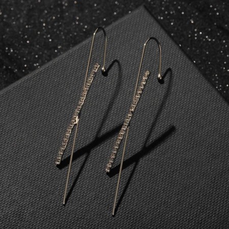 Earring "Kaff" Pin, path, white color in silver-1