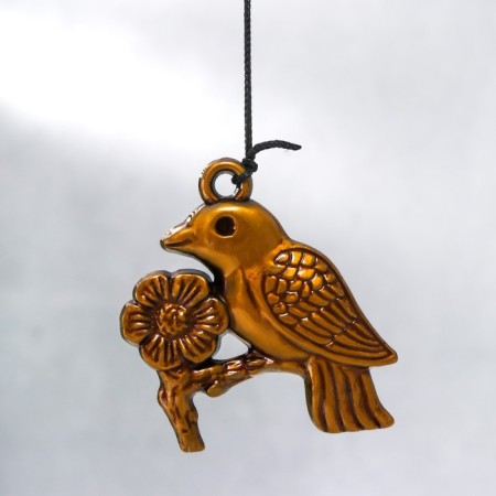 Wind Music Metal "Bird on a branch with a flower" 4 tubes 55x9.5x9.5 cm-5