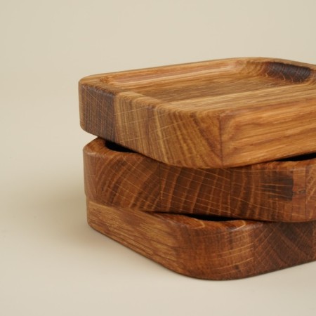 Set of plates - stands of oak Sima -Land Home, 10 × 10 × 2 cm, 3 pcs-3
