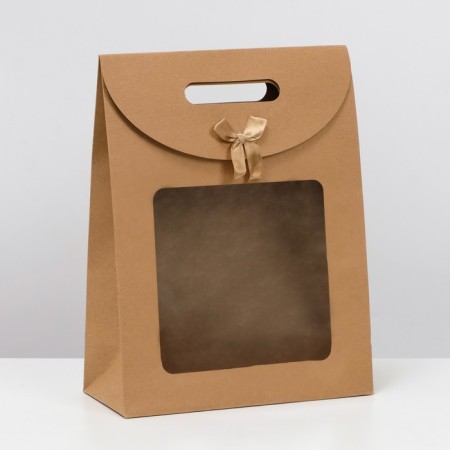 Box-pack, craft, with a window, 32 x 23 x 11 cm
