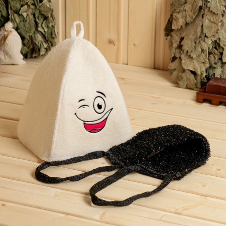 Bath set "Smile 1" hat with embroidery, washcloth in a box-1