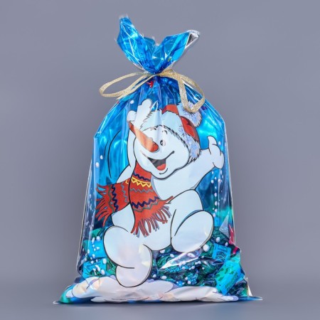 Gift "Snowman" 25 x 40 cm, colored metallized pattern-3