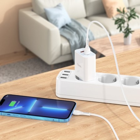 Network charger Hoco C97A, USB, Type-C, 20 W, Type-C-Lightning, 1 m, white-6