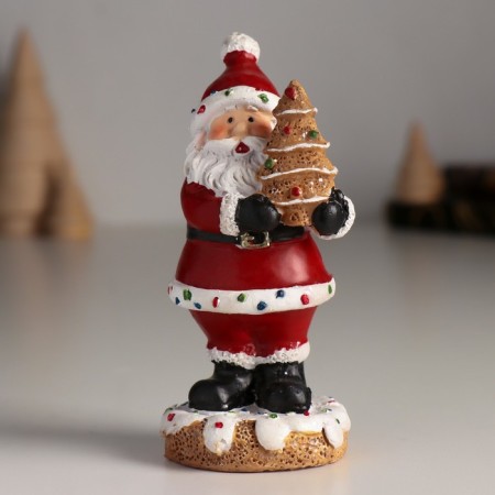 Polystone souvenir "Santa Claus with a gingerbread Christmas tree" 4.5x4.5x10.5 cm