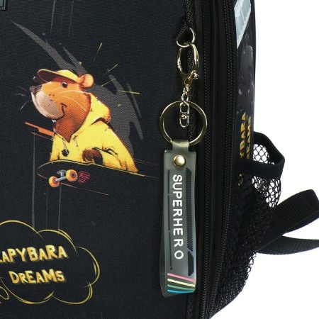 School backpack 38 x 30 x 16 cm, ergonomic back, Stavia "capybara", black-8