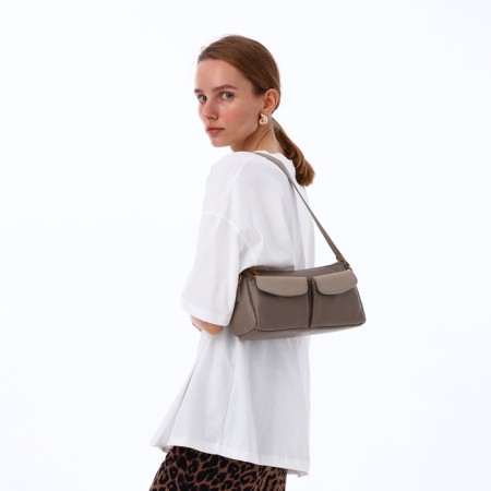 Female bag Textura, average size, beige-gray color-9