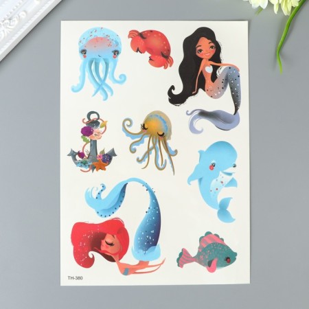 Tattoo on the body color "Mermaids" 21x15 cm-1