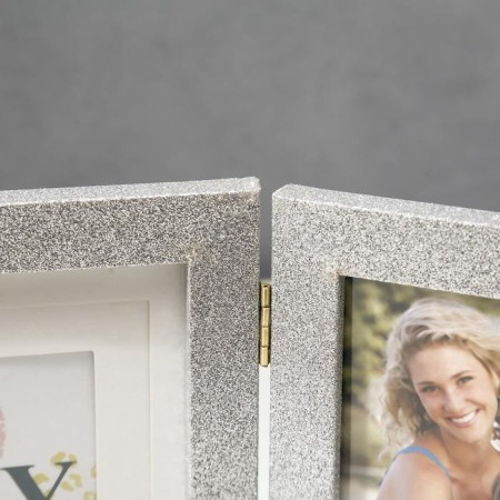 Photo frame Plastic in 3 photos 10x15, 15x20 cm "sparkles" silver 18x50 cm-1