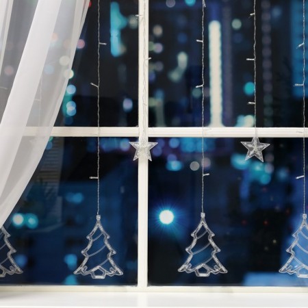 Garland “fringe” 2.4 × 0.9 m with nozzles “Christmas tree”, ip20, transparent thread, 138 LED, glow warm white, 8 modes, 220 V-1