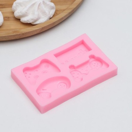 Mold Dolyana "Joystics", silicone, 10 × 6 × 1.4 cm, 4 cells, pink color-2