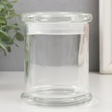 Bank for candles glass with a lid transparent 300 ml 9x9x11 cm