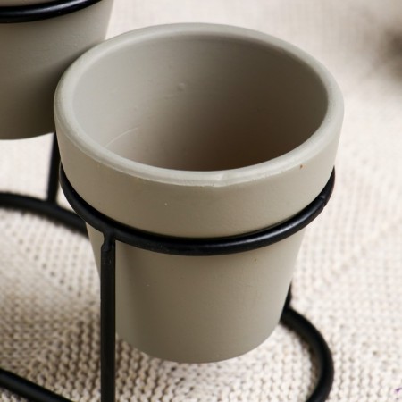 Set of Kashpo "Duet" gray, on a stand, 12.5x11cm-3