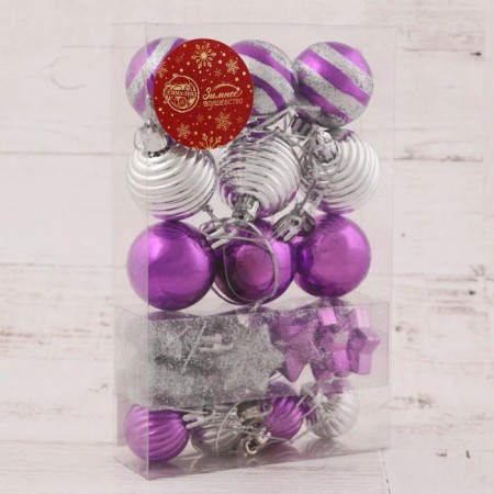 Set of jewelry plastic 21 pcs "Serpentine" silver-purple-1