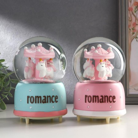 Souvenir Polystone Water Ball Music "Carousel with Unicorns" is spinning a mix 15x10x10 cm-5