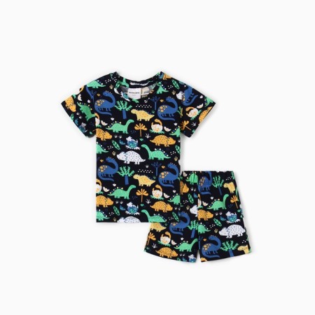 Set for a boy home (T -shirt/shorts) "dinosaurs", blue color, height 122