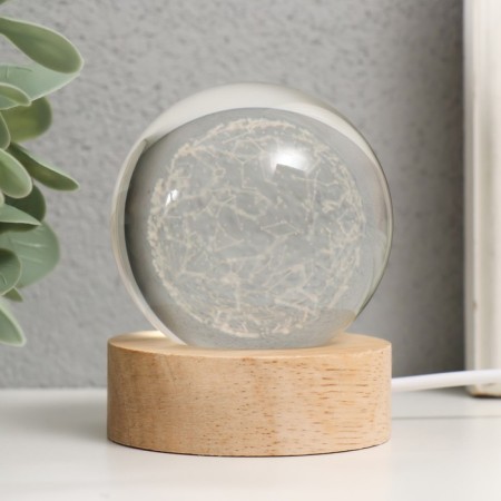 Souvenir glass backlight "Ball of constellations" d = 6 cm stand wood, usb 6.5x6.5x7.5 cm-2