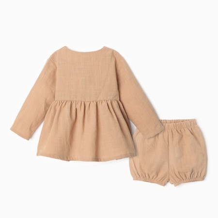 Kit for a girl (tunic, shorts) minku, beige color, size 62-68-5