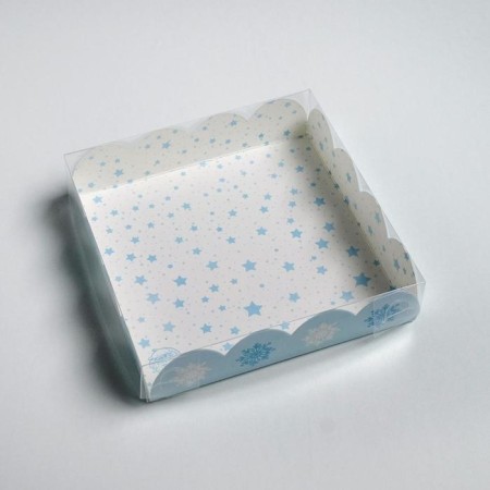 Box for confectionery products with PVC Vorosty Morning, 13 x 13 x 3 cm, New Year-3