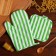 The kitchen set is green color, a severity 17x17 cm, mittens 26x16 cm, 100% p/e