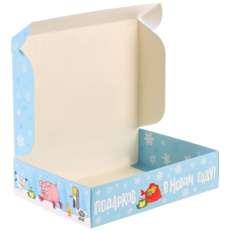 Gift box "New Year" 16x23x7.5 cm, blue tractor-6