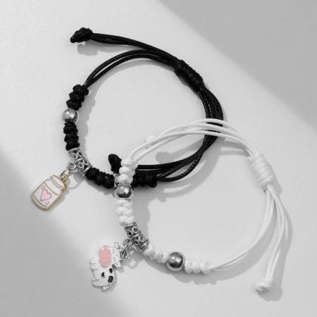 Bracelets "Demetrons" cow and milk, black and white color, 7 cm-2