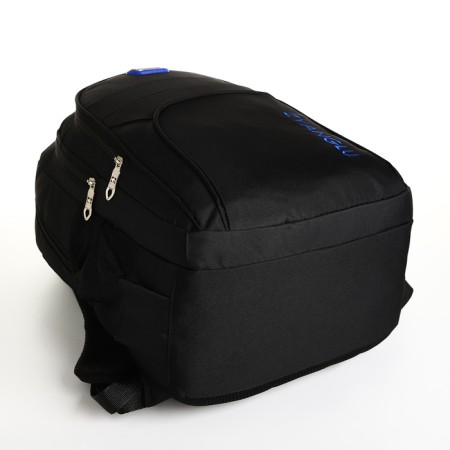 Youth backpack on a zipper, 4 pockets, black/blue color-4