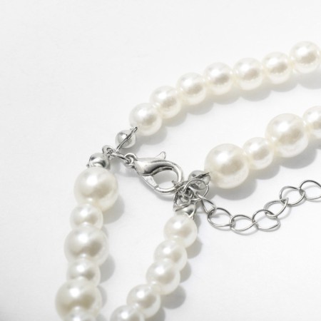 Pearl pearl "heart", silver color, 30 cm-1