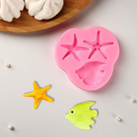 Mold "Laguna", silicone, 8 × 7.5 × 1 cm, pink color