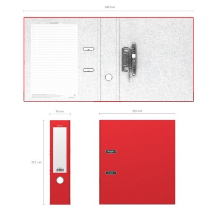 A4, 70 mm, Erichkrause, Standard, Bumvinyl, with label on the spine, lower metal knant, red-2