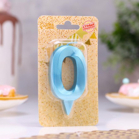 Candle in the Cake "Fine", number "0", blue metallic, 6.5 cm-1