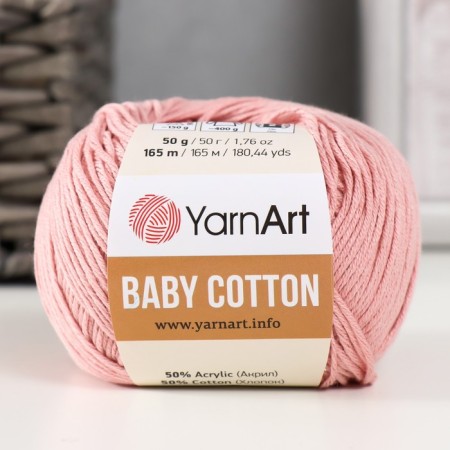 Yarn "Baby Cotton" 50% acrylic 50% cotton 165m/50g (413 powder)