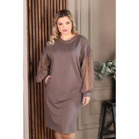 Female dress, size 56, beige color-6