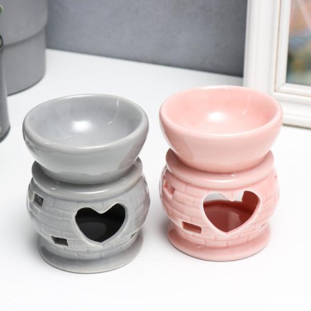 Aroma lamp ceramics "Brick wall and heart" mix 9x8x8 cm
