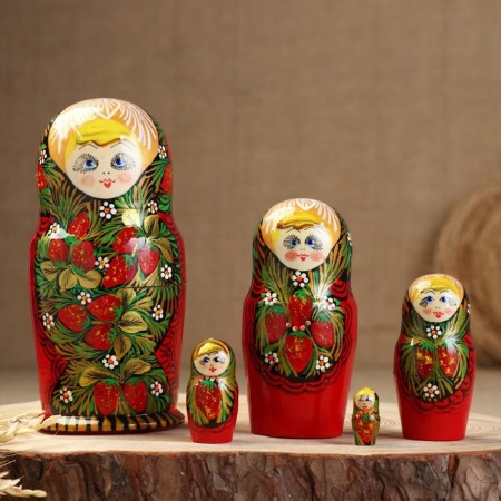 Matryoshka 5 puppet "Tatyana", Khokhloma, 14-15 cm-4