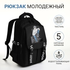 Youth backpack from lightning textiles, 5 pockets, black color