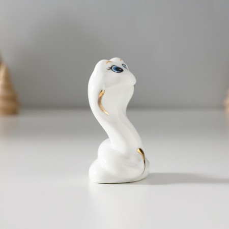 Souvenir Ceramics "Snake with Flower" with gold 2.7x4x6 cm-2
