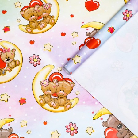 Glossy packaging paper "Bear on the Moon", 70 × 100 cm, 1 sheet-2