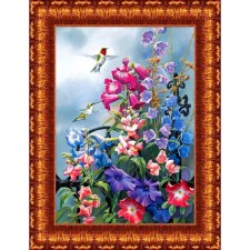 Fabric-scheme for embroidery with ribbons on the Gabardin Karolinka, 25x35 cm
