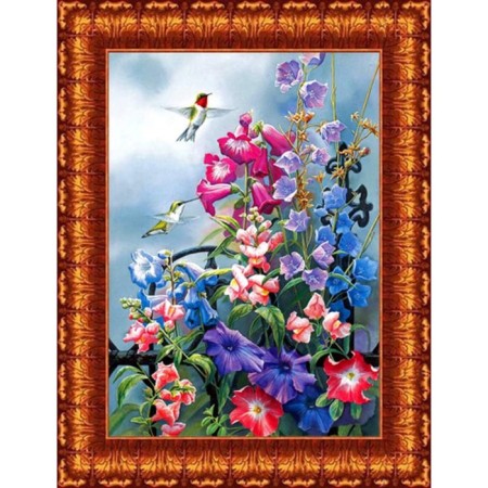 Fabric-scheme for embroidery with ribbons on the Gabardin Karolinka, 25x35 cm