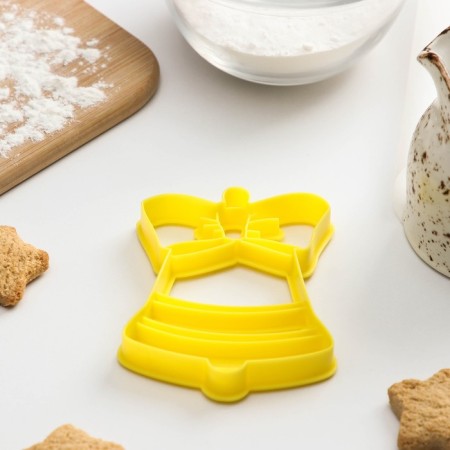 Bell form "bell", cutting, stamp, 10 × 7.5 cm, yellow color-2